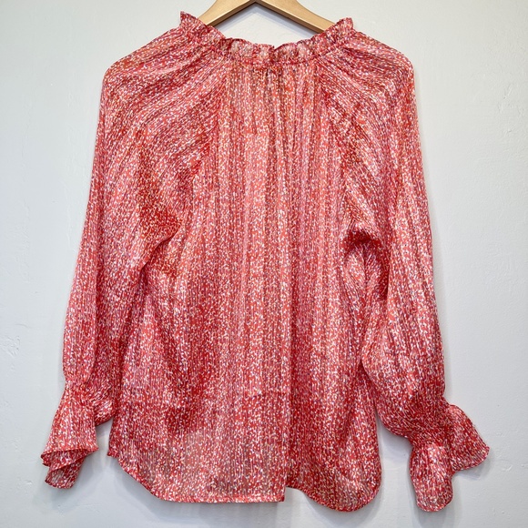 Collective Concepts | NWT Metallic Micro Floral Long Sleeve Lightweight Blouse - Picture 4 of 14